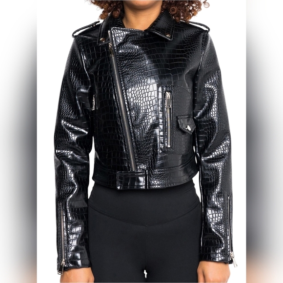Azalea Wang Jackets & Blazers - Azalea Wang Croc It To Me Faux Leather Jacket